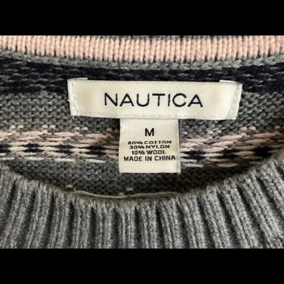 Vintage Nautica Fair Isles Nautical Sweater Women’s M Cotton Wool Anchors Knit - Picture 3 of 5